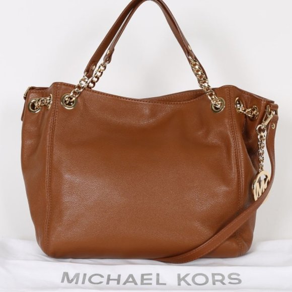 MICHAEL KORS Jet Set Chain Brown Leather Bag